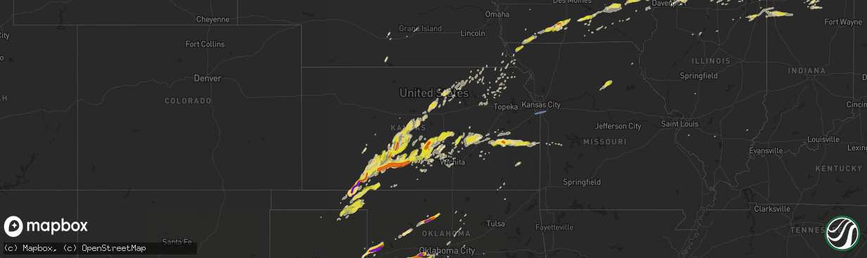 Hail map in Kansas on May 2, 2018