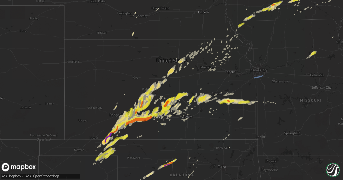Hail map in Kansas on May 2, 2018