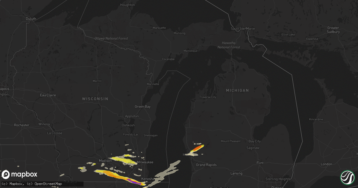 Hail map in Michigan on May 2, 2018