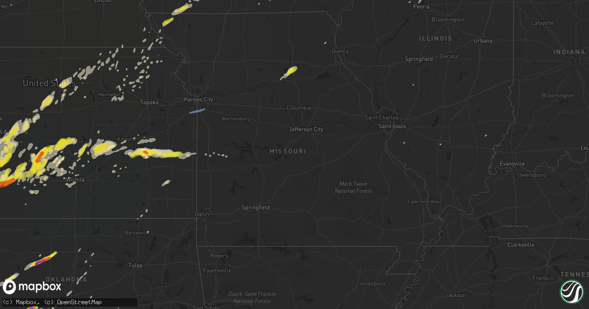 Hail map in Missouri on May 2, 2018