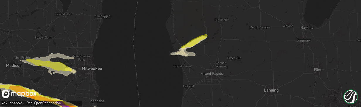 Hail map in Muskegon, MI on May 2, 2018