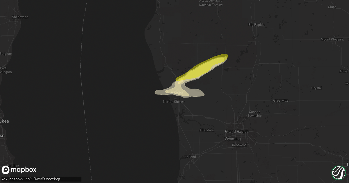 Hail map in Muskegon, MI on May 2, 2018