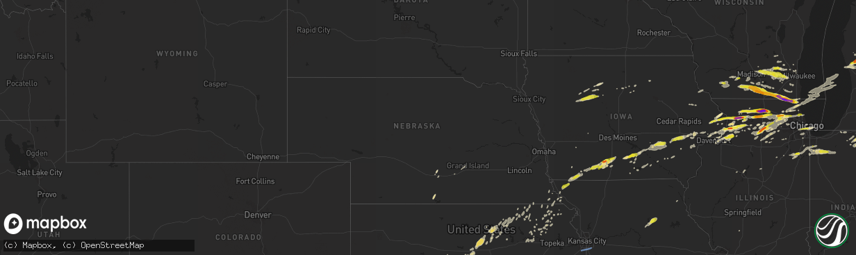 Hail map in Nebraska on May 2, 2018