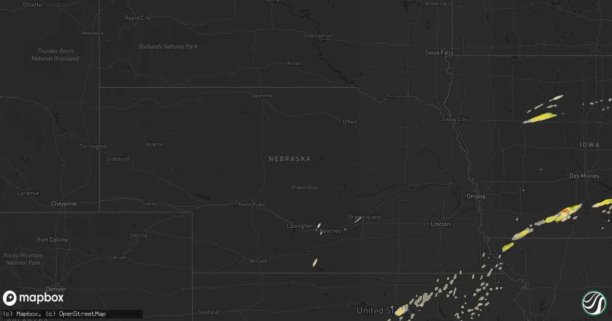 Hail map in Nebraska on May 2, 2018