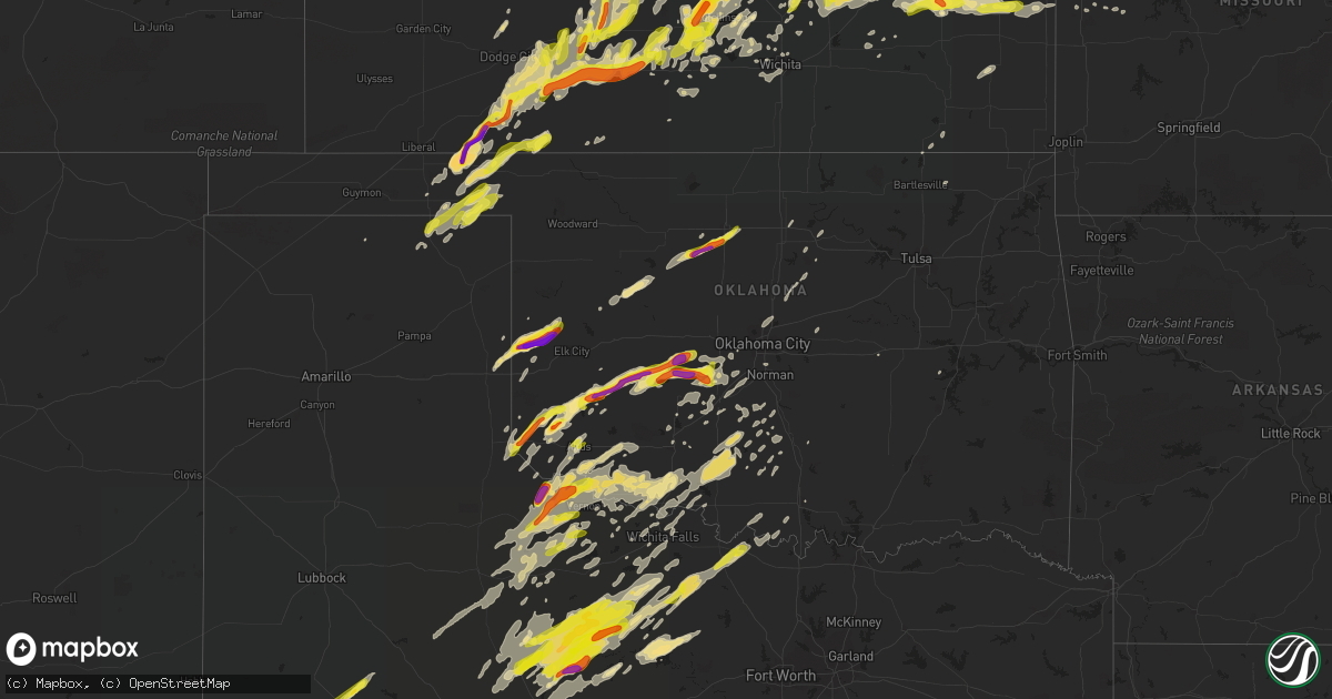 Hail map in Oklahoma on May 2, 2018