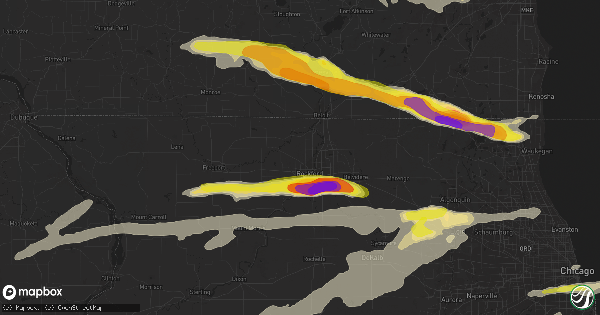 Hail map in Rockford, IL on May 2, 2018