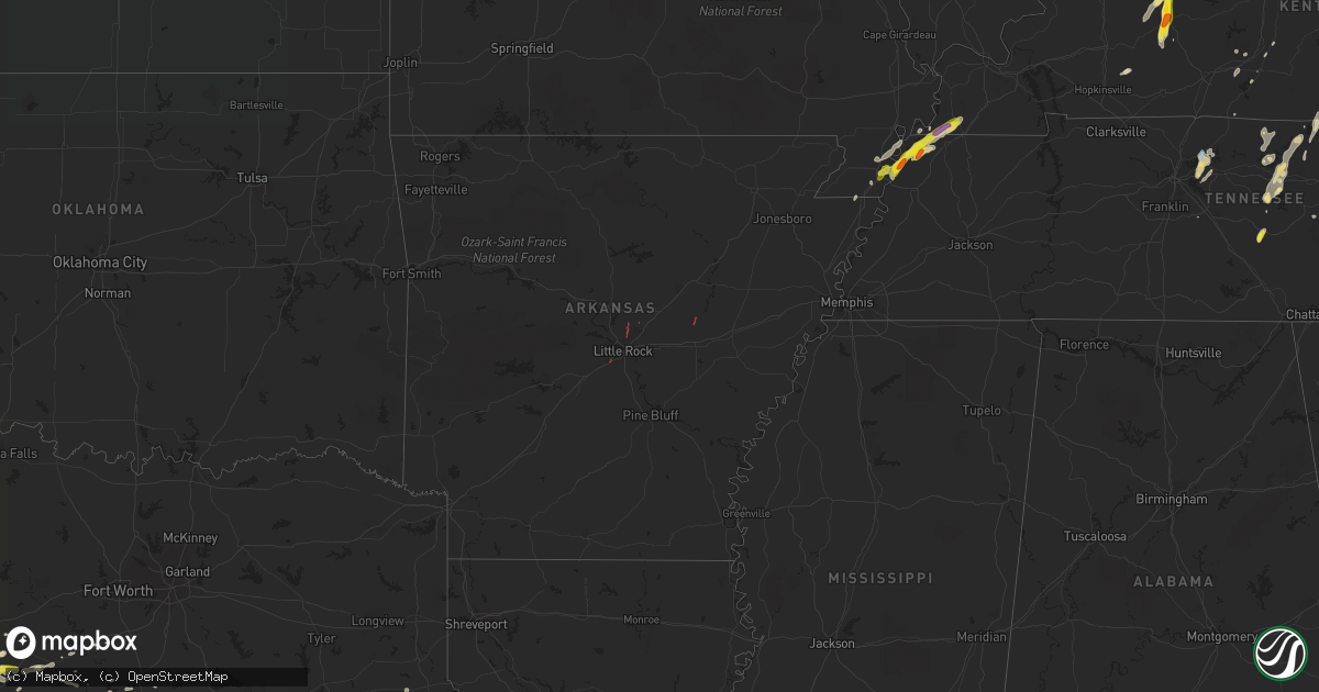 Hail map in Arkansas on May 2, 2019