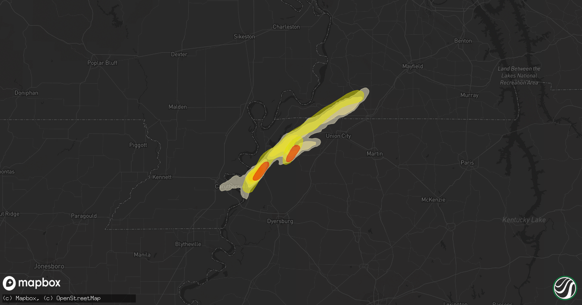 Hail map in Hornbeak, TN on May 2, 2019