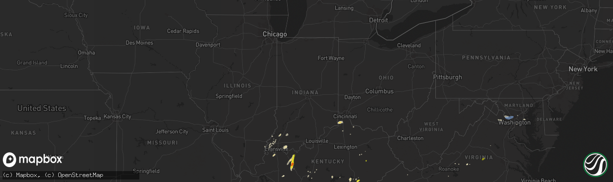 Hail map in Indiana on May 2, 2019