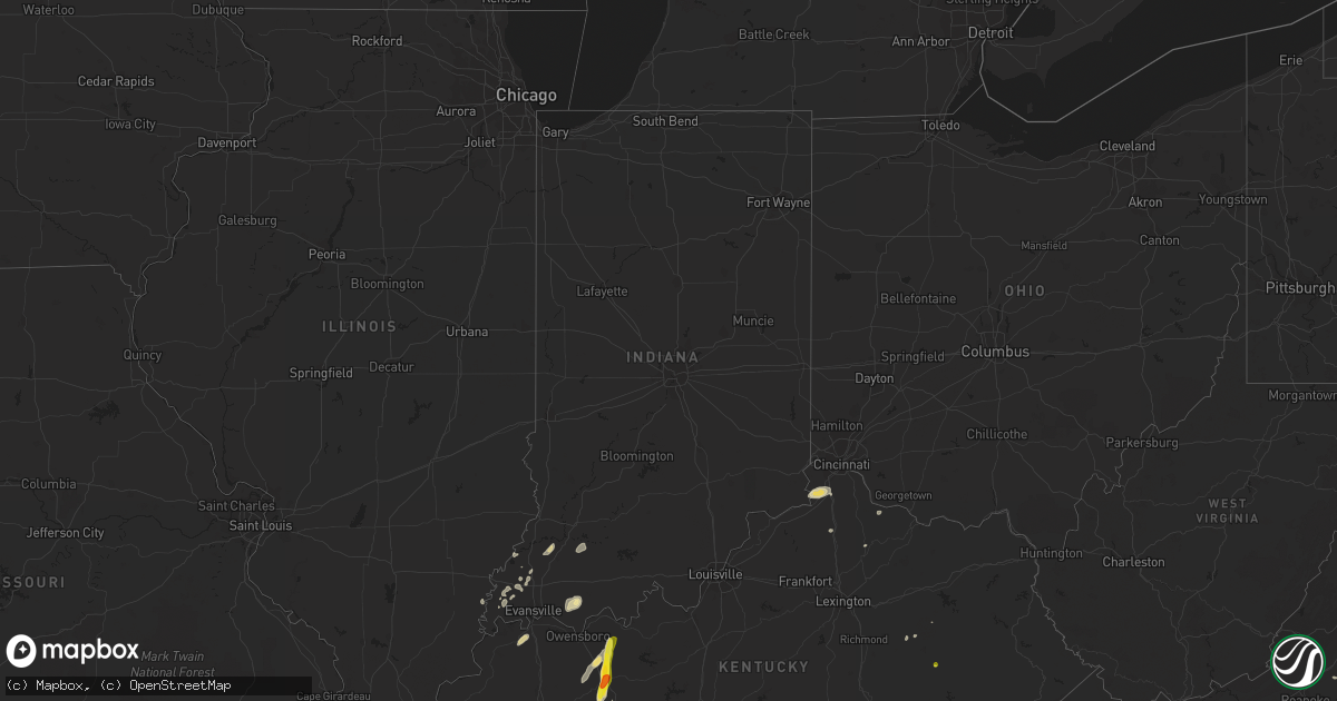 Hail map in Indiana on May 2, 2019