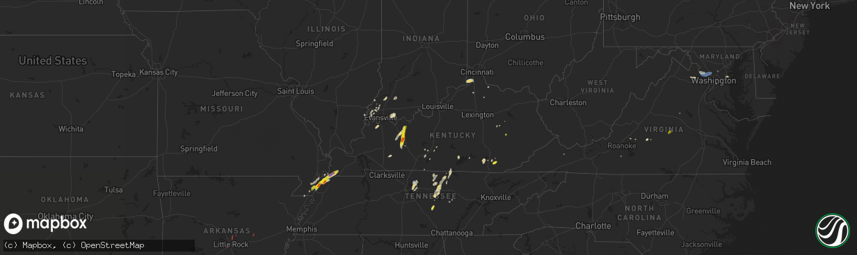 Hail map in Kentucky on May 2, 2019