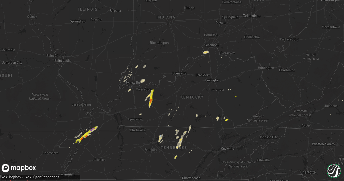 Hail map in Kentucky on May 2, 2019