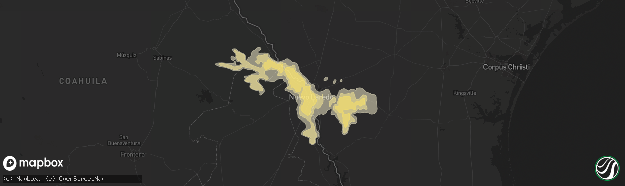 Hail map in Laredo, TX on May 2, 2019