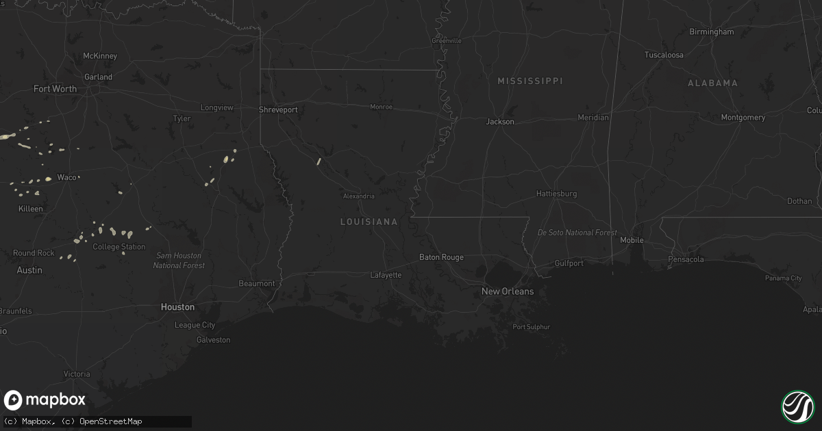 Hail map in Louisiana on May 2, 2019