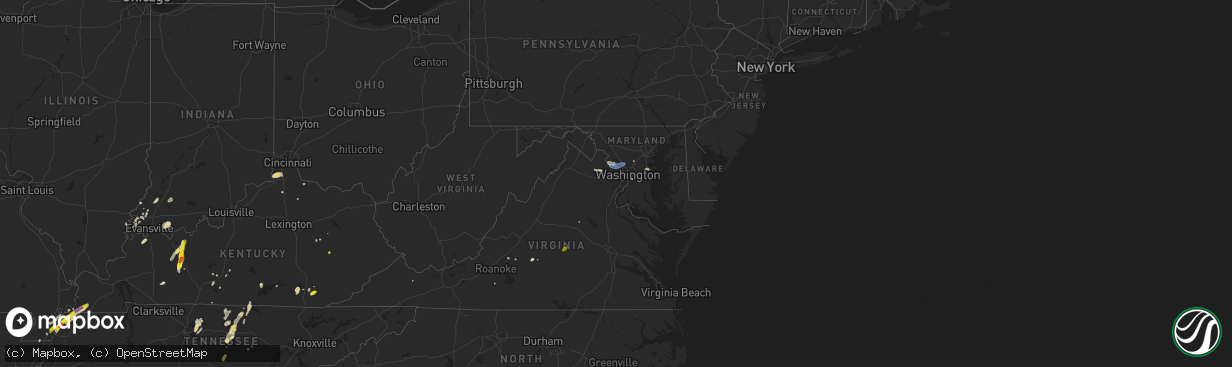 Hail map in Maryland on May 2, 2019