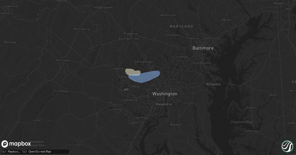 Hail map in Potomac, MD on May 2, 2019