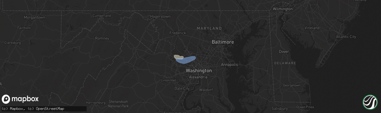 Hail map in Rockville, MD on May 2, 2019