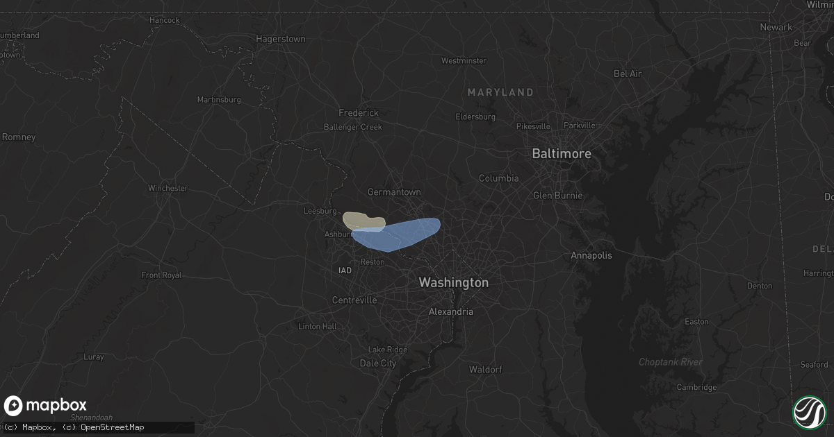 Hail map in Rockville, MD on May 2, 2019