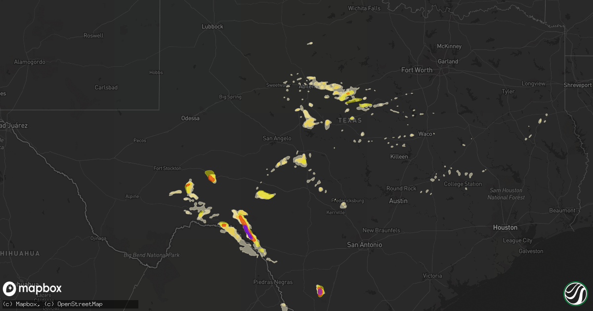Hail map in Texas on May 2, 2019