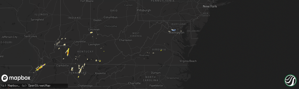 Hail map in Virginia on May 2, 2019