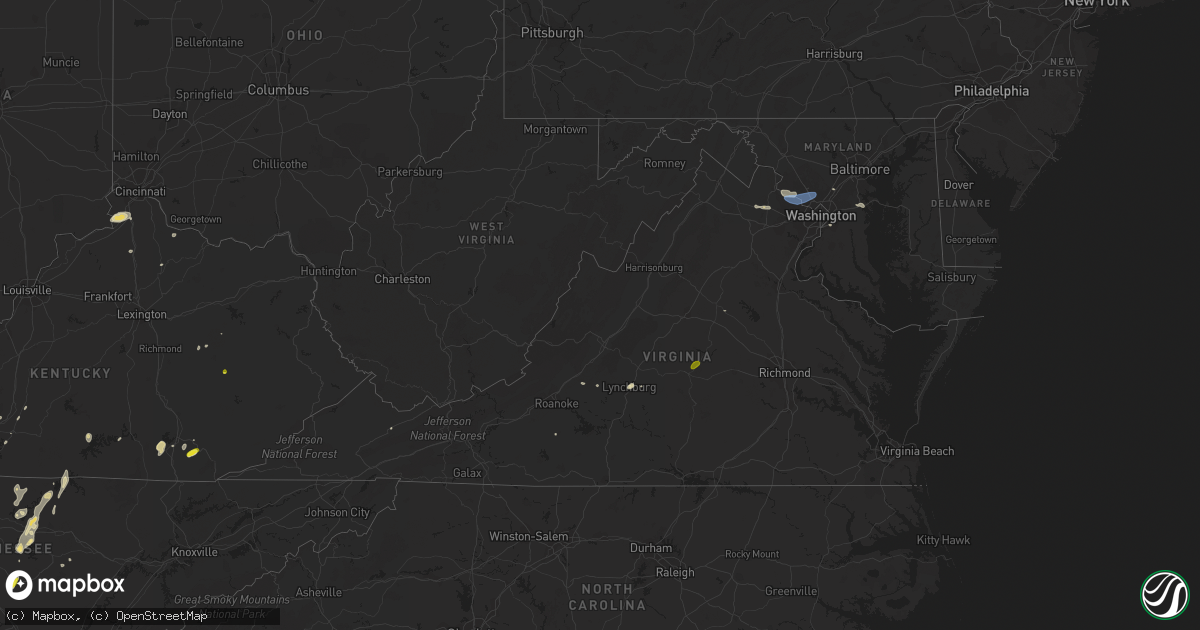 Hail map in Virginia on May 2, 2019