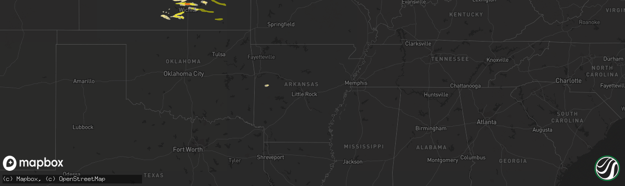 Hail map in Arkansas on May 2, 2020