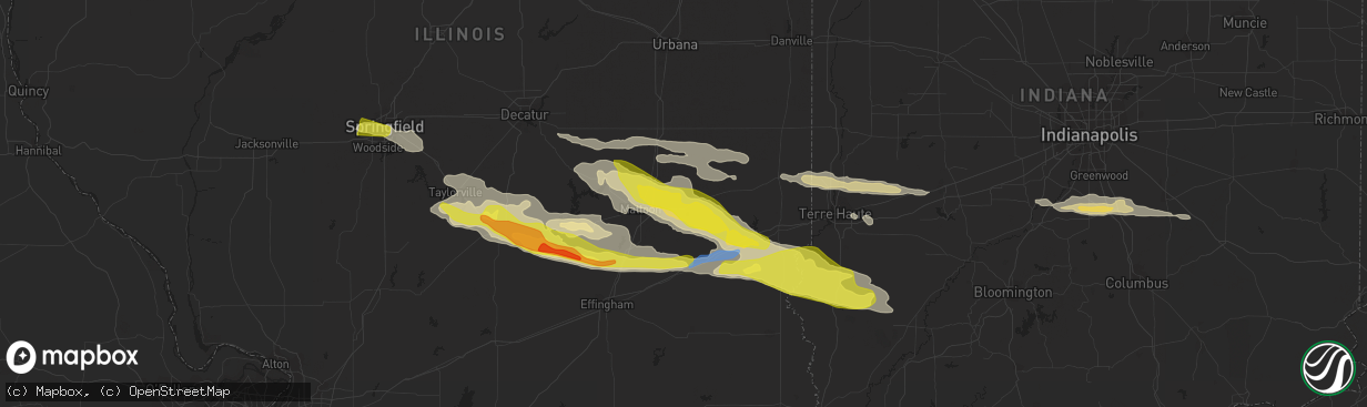 Hail map in Charleston, IL on May 2, 2020