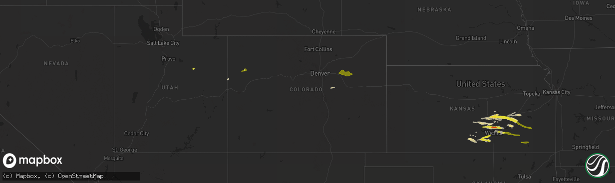 Hail map in Colorado on May 2, 2020