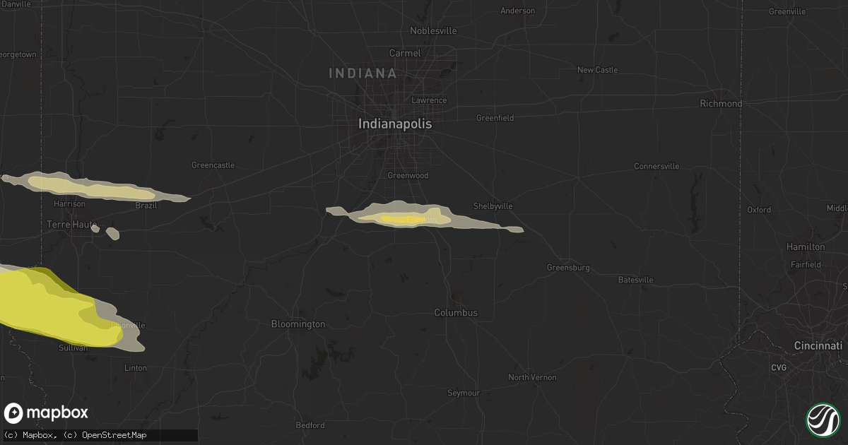 Hail map in Franklin, IN on May 2, 2020