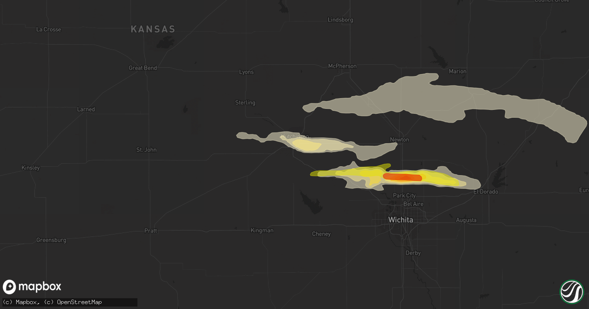Hail map in Hutchinson, KS on May 2, 2020