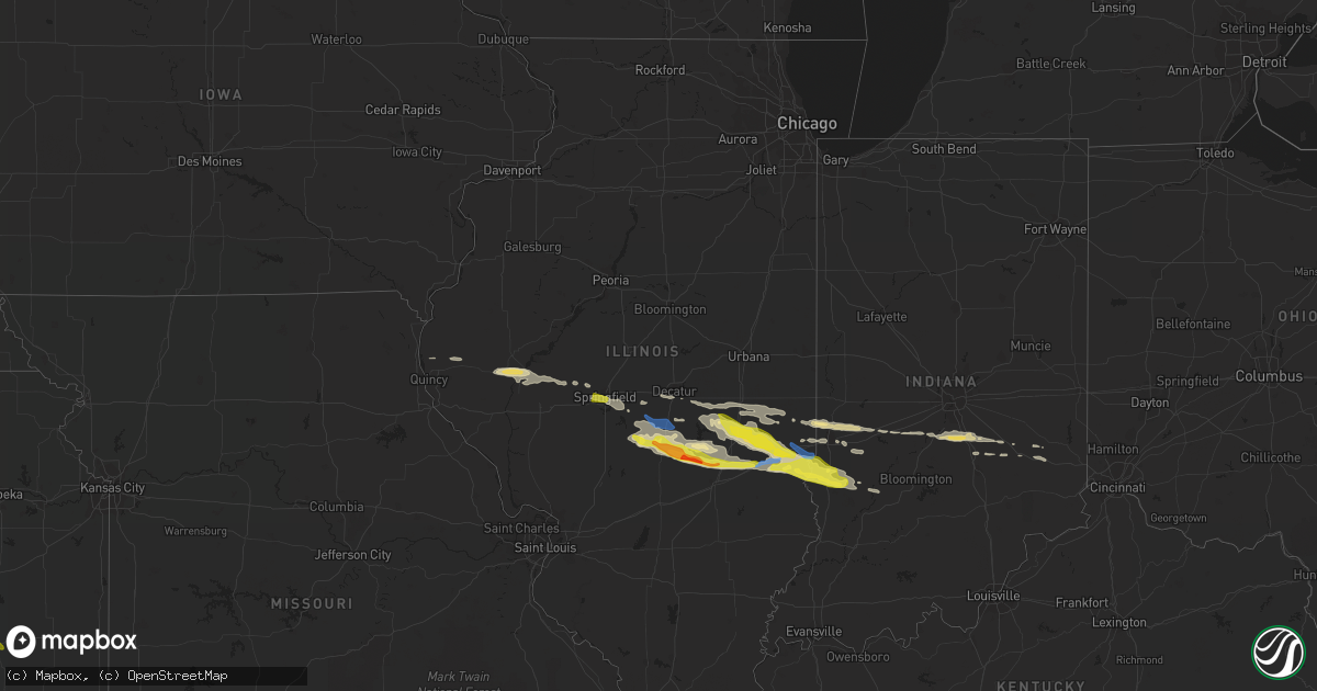 Hail map in Illinois on May 2, 2020