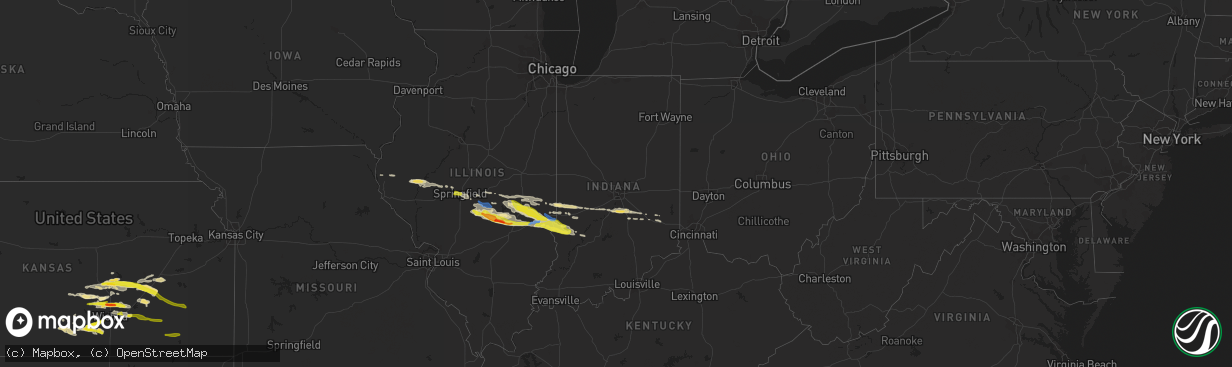 Hail map in Indiana on May 2, 2020