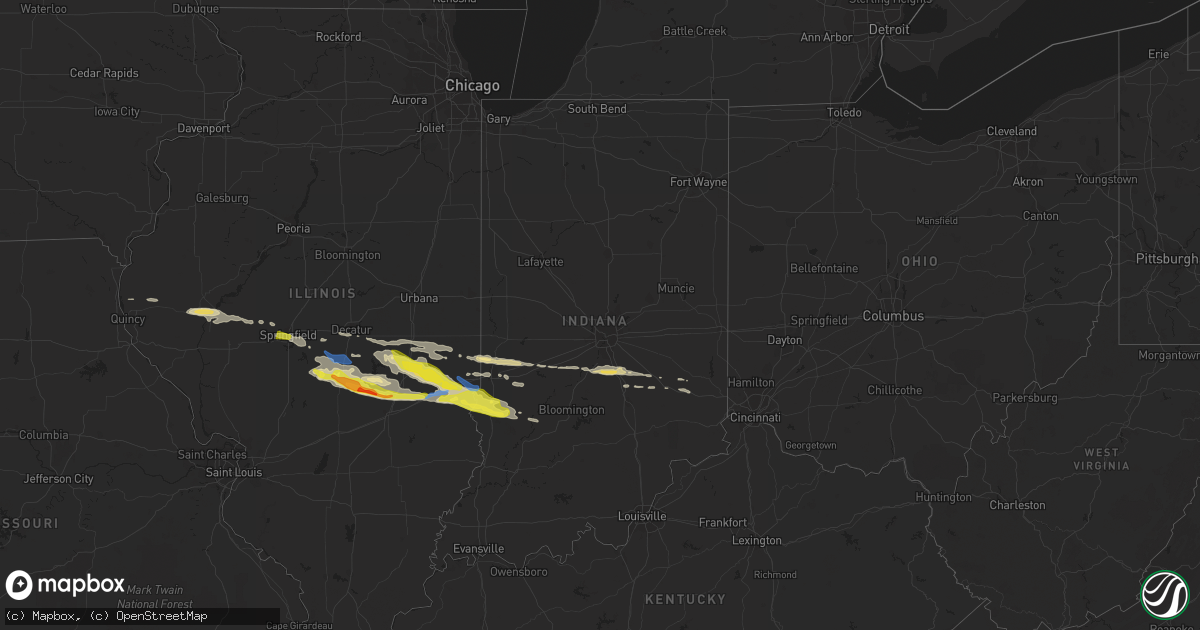 Hail map in Indiana on May 2, 2020