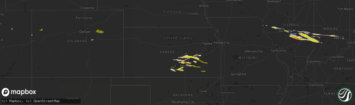 Hail map in Kansas on May 2, 2020