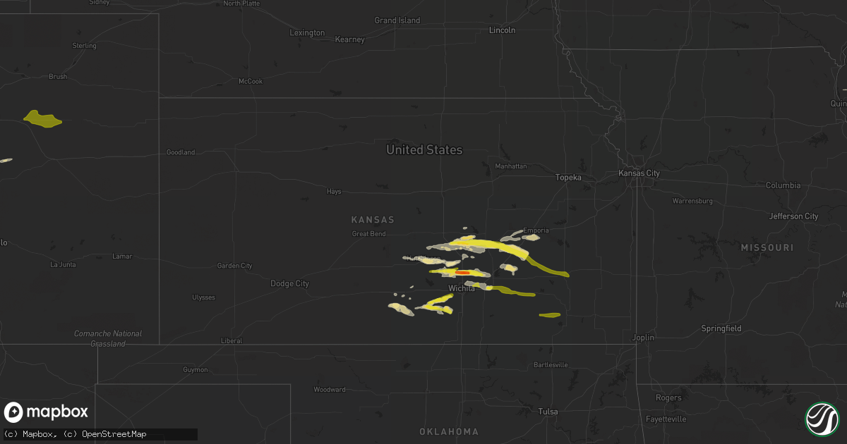 Hail map in Kansas on May 2, 2020
