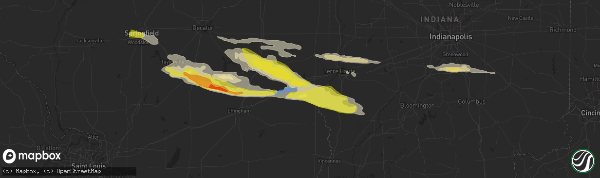 Hail map in Martinsville, IL on May 2, 2020