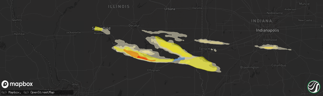 Hail map in Mattoon, IL on May 2, 2020