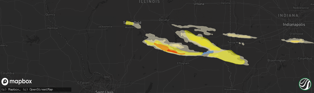 Hail map in Pana, IL on May 2, 2020