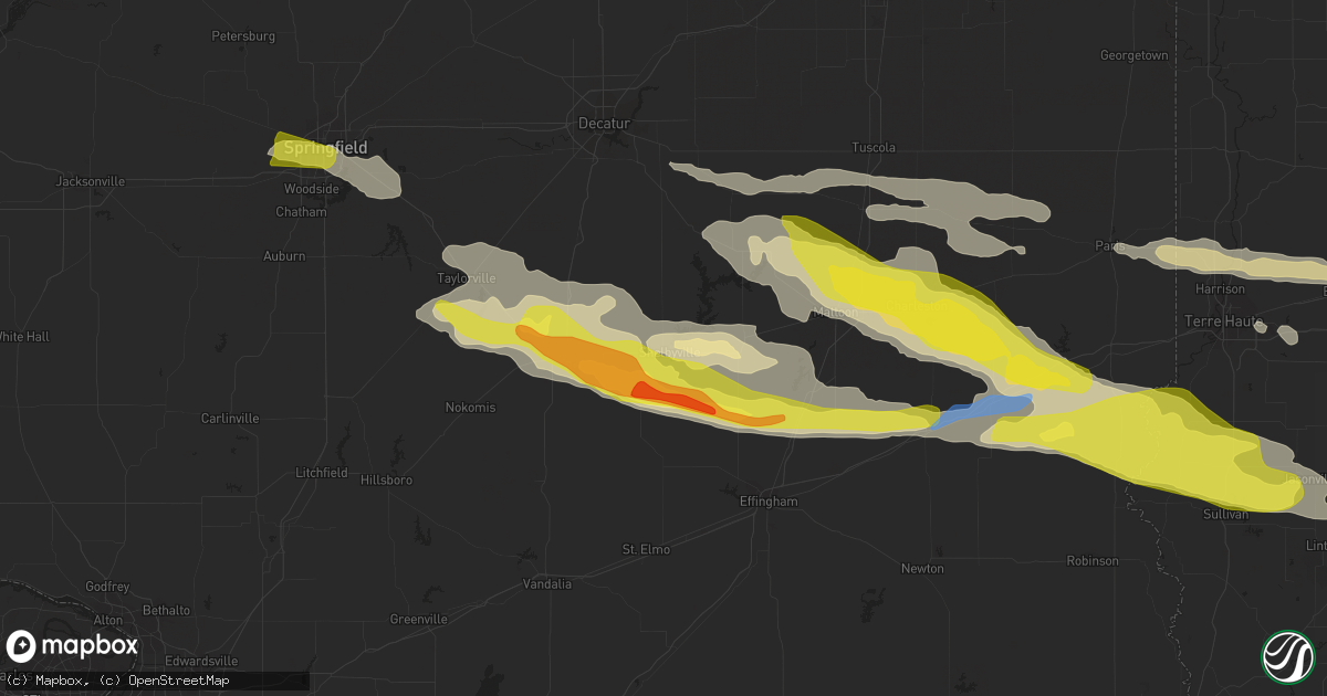 Hail map in Shelbyville, IL on May 2, 2020