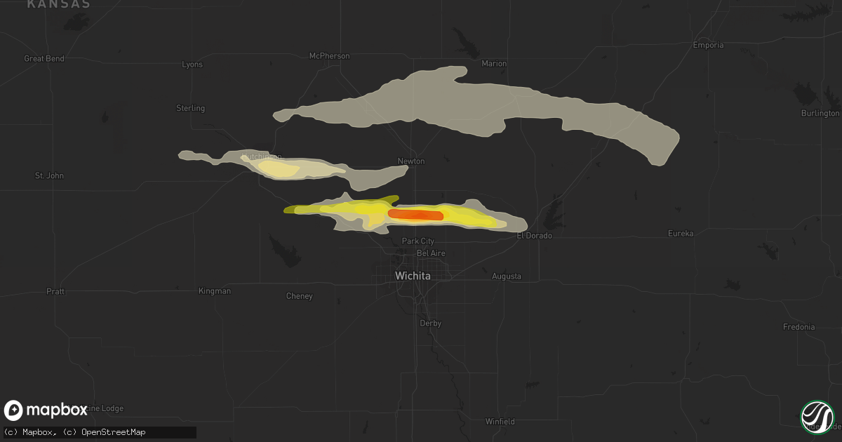 Hail map in Valley Center, KS on May 2, 2020