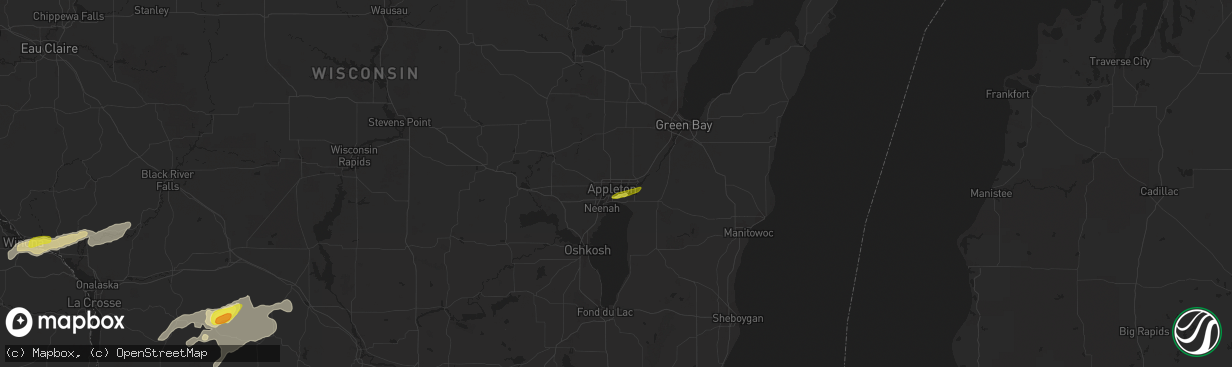 Hail map in Appleton, WI on May 2, 2021