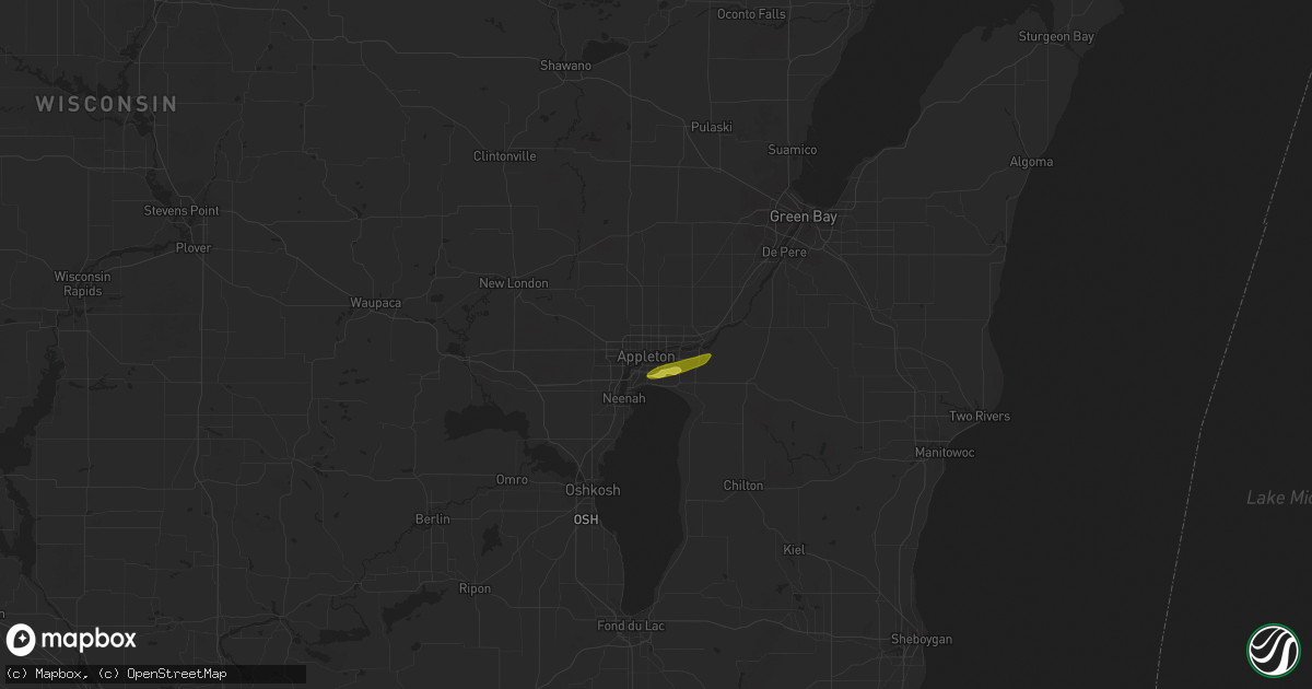 Hail map in Appleton, WI on May 2, 2021