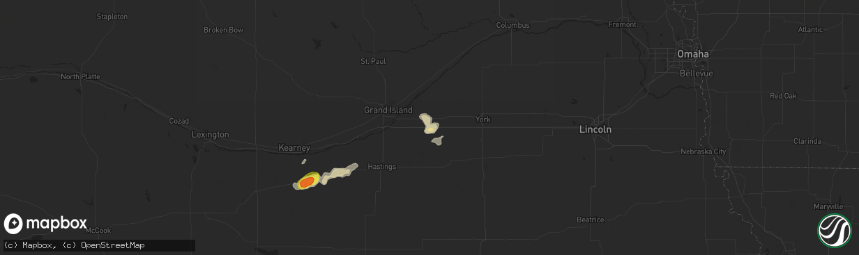 Hail map in Aurora, NE on May 2, 2021