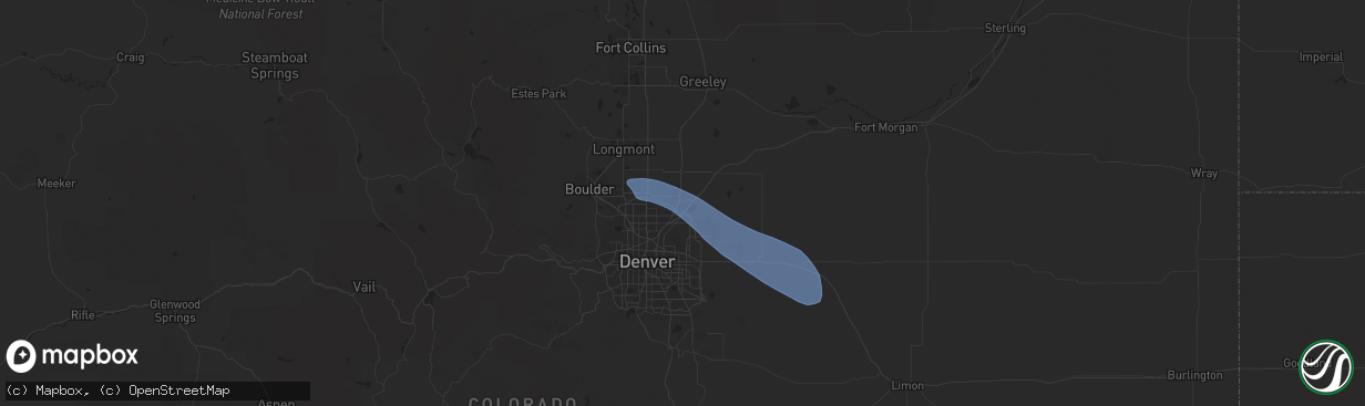 Hail map in Brighton, CO on May 2, 2021