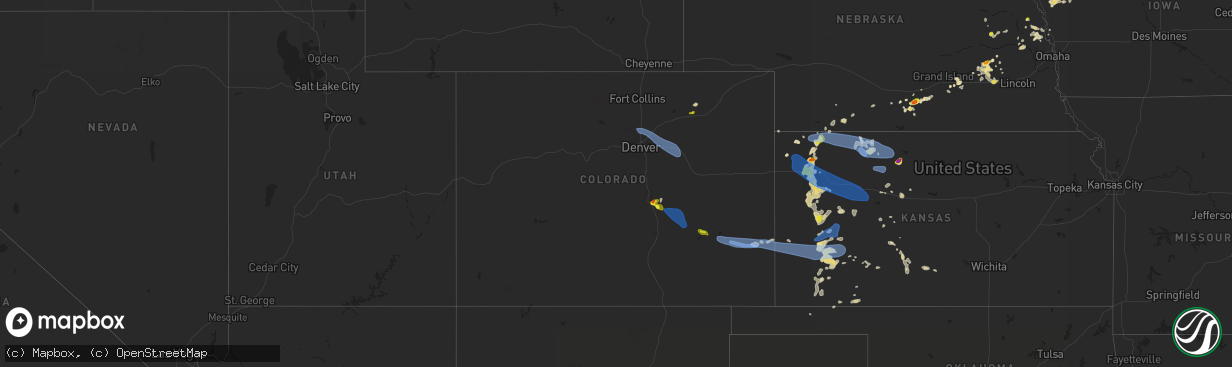 Hail map in Colorado on May 2, 2021