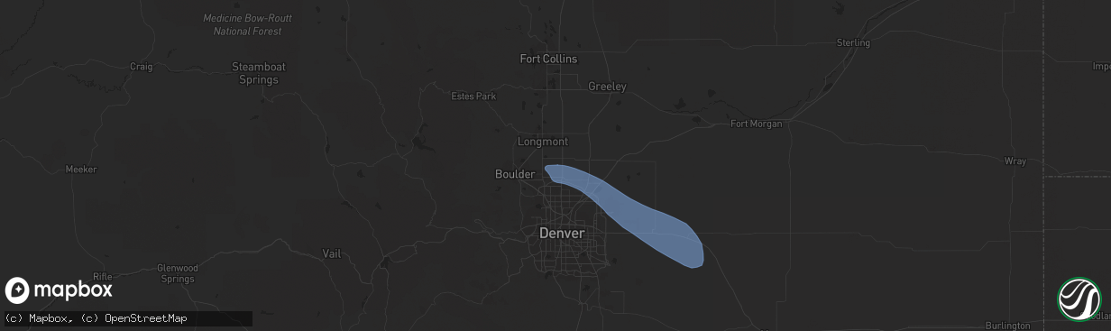 Hail map in Erie, CO on May 2, 2021