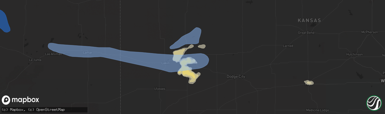 Hail map in Garden City, KS on May 2, 2021