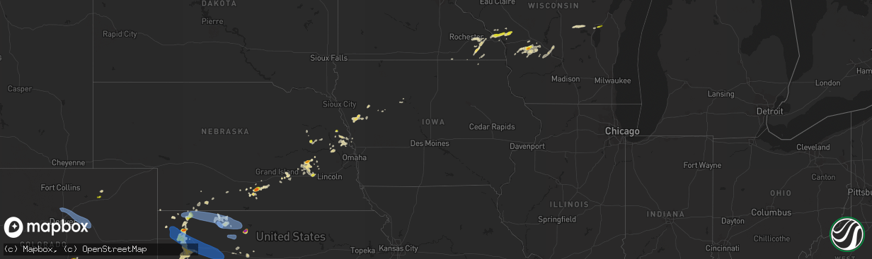 Hail map in Iowa on May 2, 2021