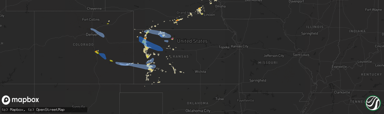 Hail map in Kansas on May 2, 2021