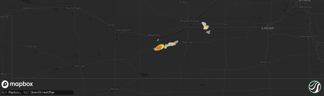 Hail map in Minden, NE on May 2, 2021